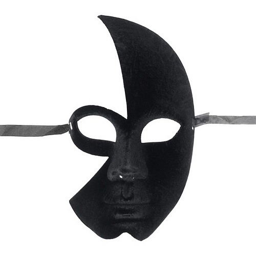 Венецианская маска «Пол-лица» чёрный велюр 